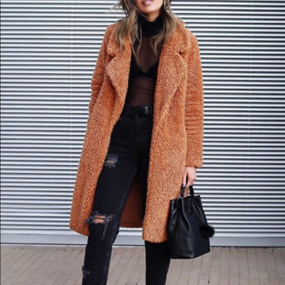 Nutmeg Camel Colored Fuzzy Teddy Coat 